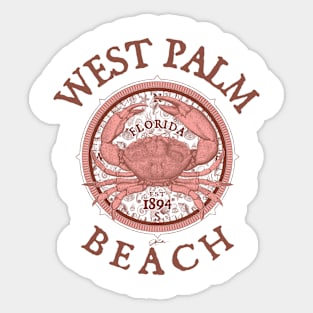 West Palm Beach, Florida, with Stone Crab on Wind Rose Sticker